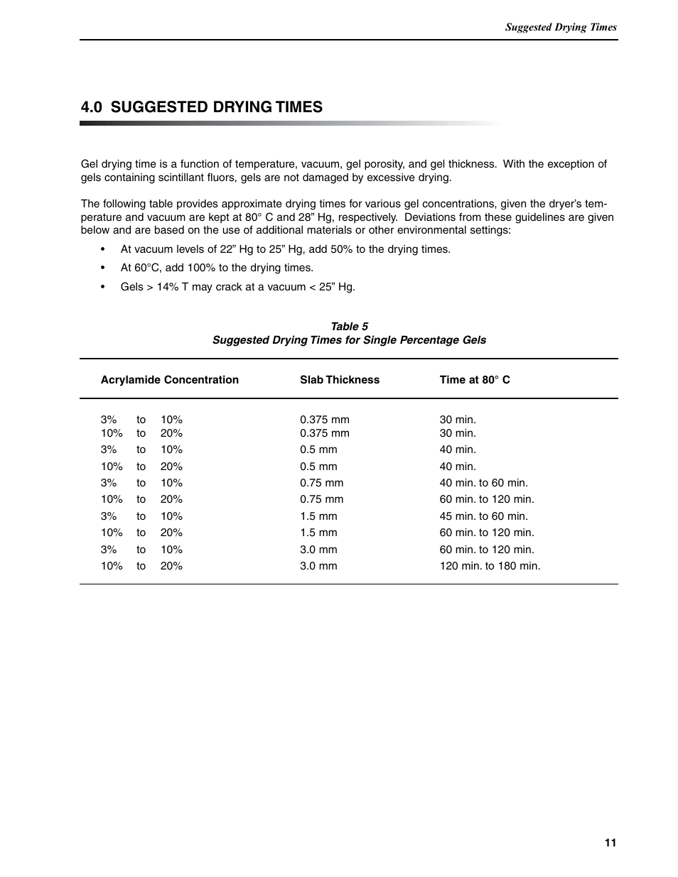 0 suggested drying times | Bio-Rad Model 583 Gel Drying Supports User Manual | Page 14 / 23