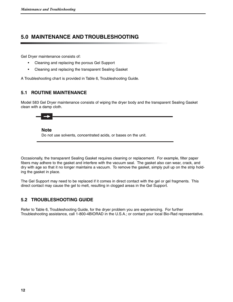 0 maintenance and troubleshooting | Bio-Rad Model 583 Gel Drying Supports User Manual | Page 15 / 23