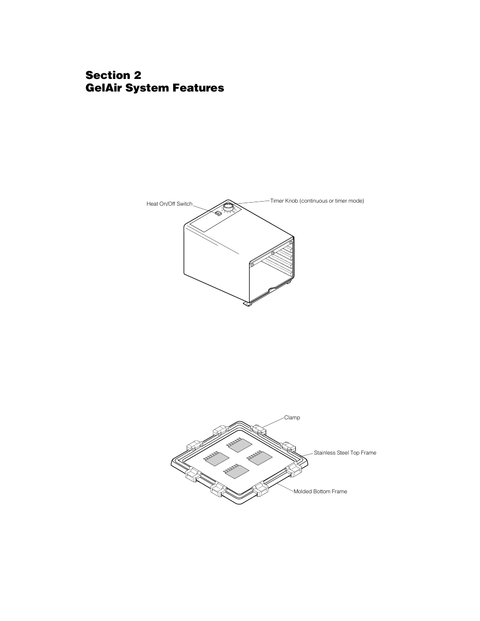 1 gelair dryer, 2 gelair drying frame | Bio-Rad GelAir Drying System User Manual | Page 6 / 16