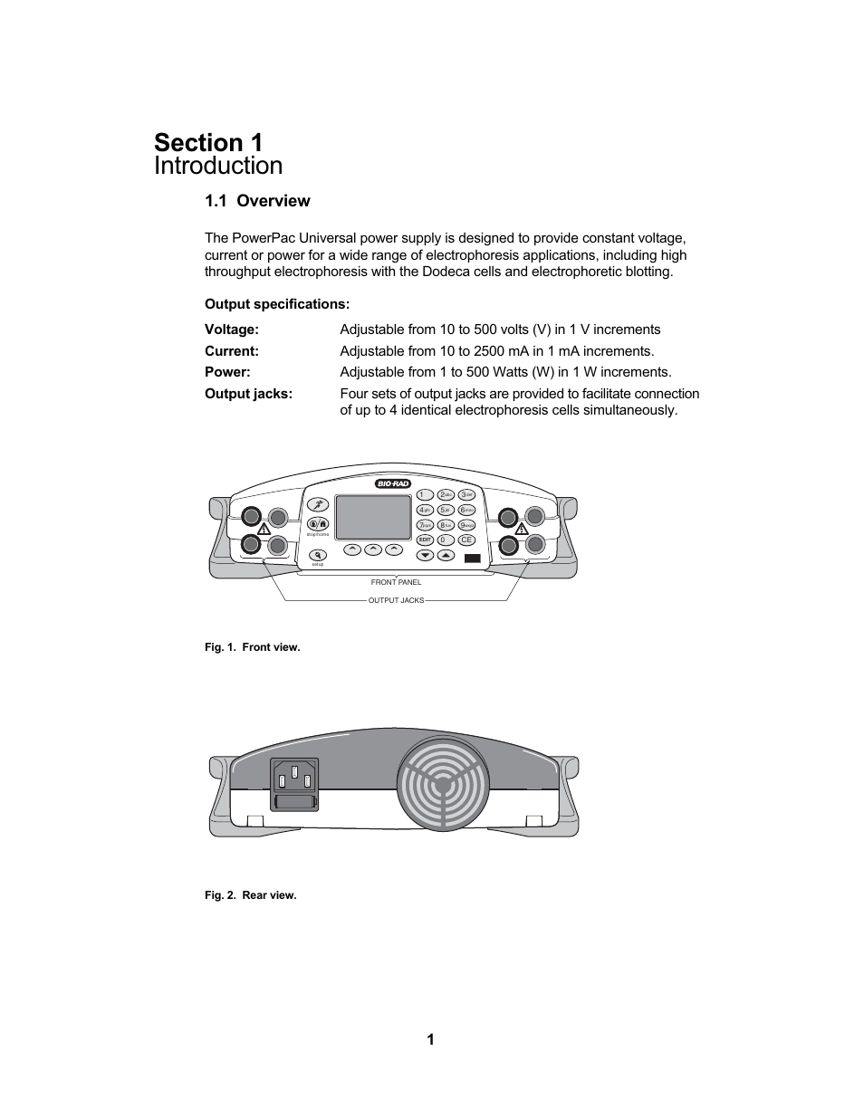 1 overview | Bio-Rad PowerPac™ Universal Power Supply User Manual | Page 7 / 36