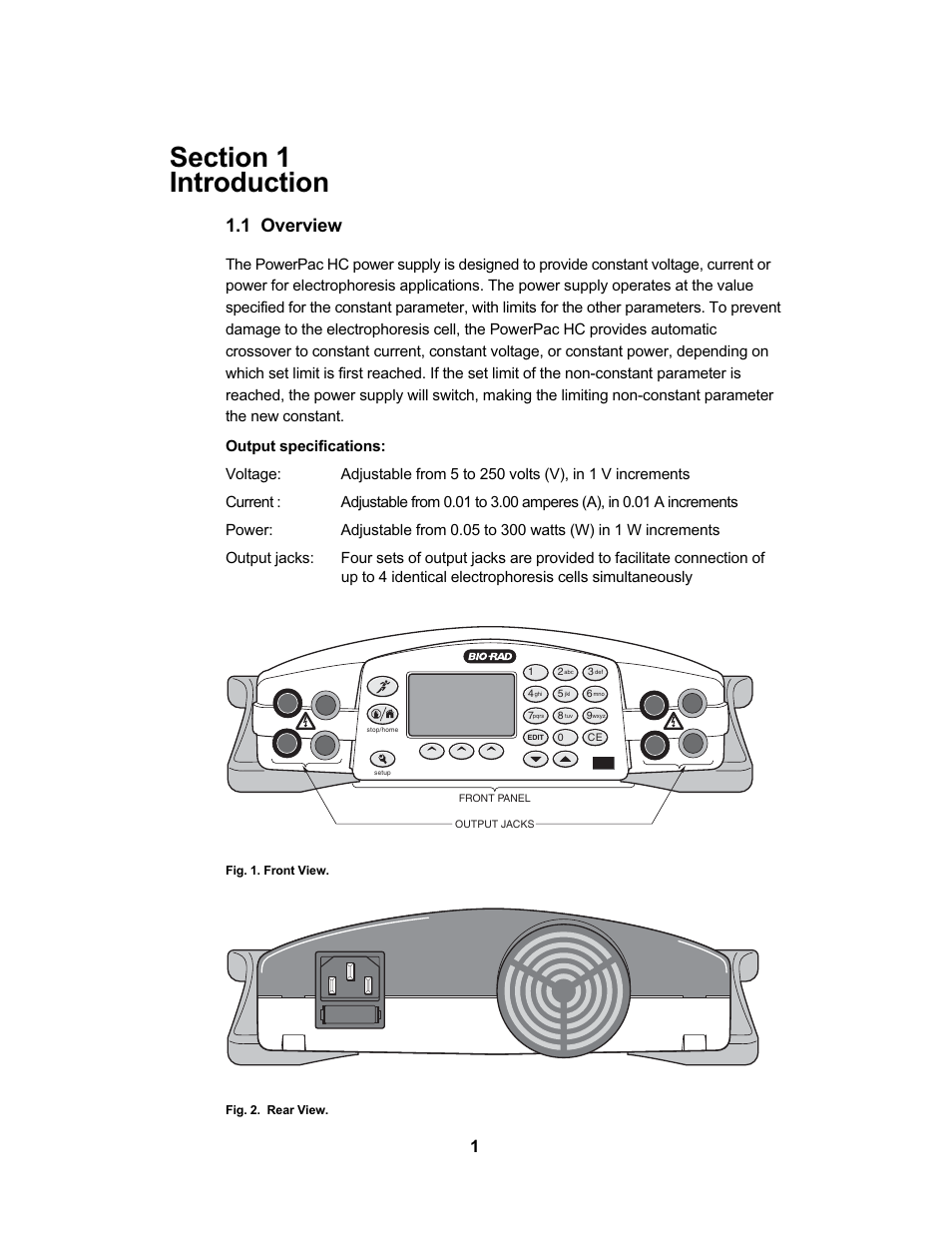 1 overview | Bio-Rad PowerPac™ HC High-Current Power Supply User Manual | Page 7 / 24