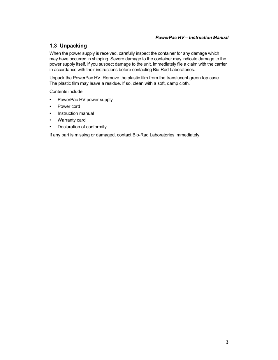 Bio-Rad PowerPac™ HV High-Voltage Power Supply User Manual | Page 11 / 48