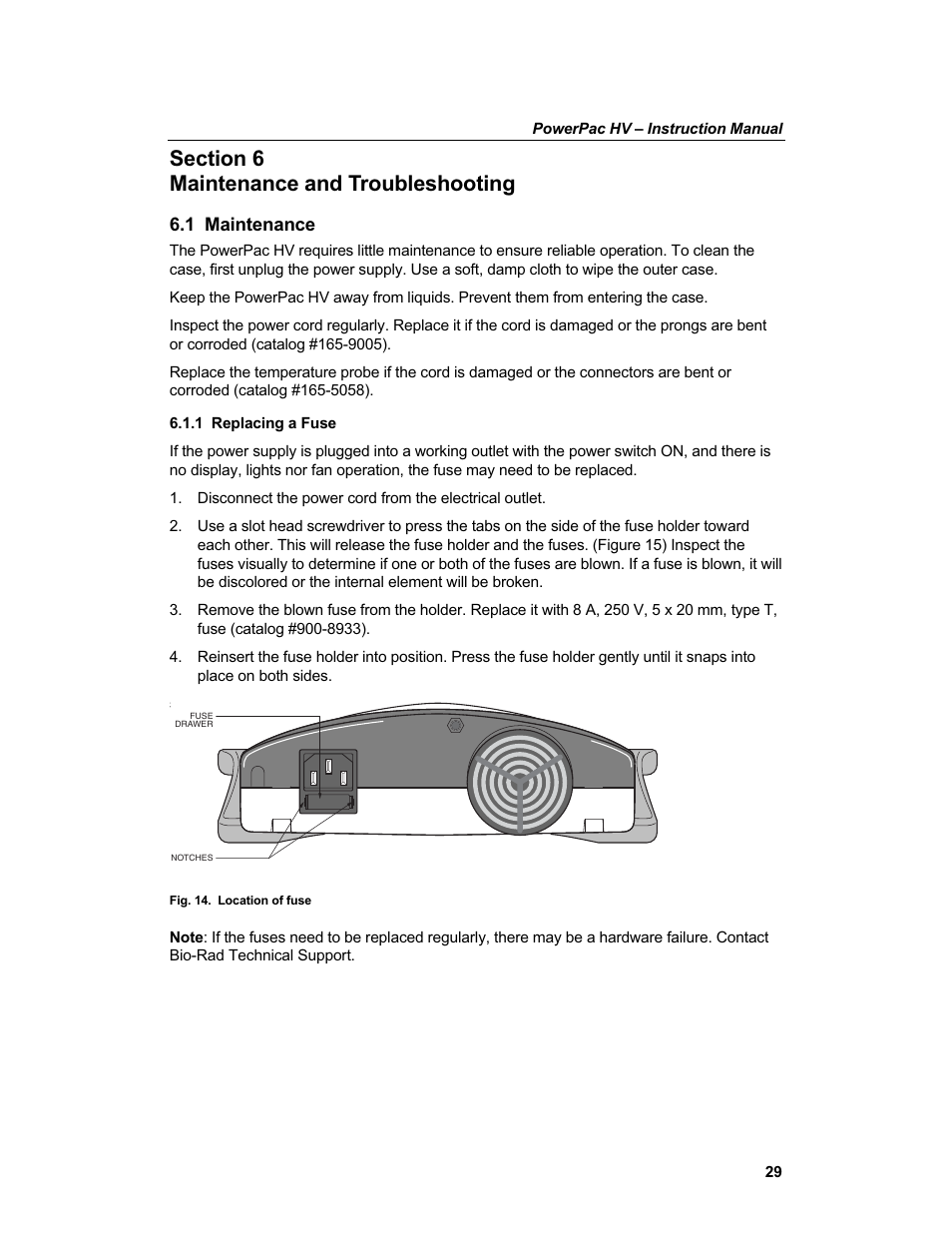 1 maintenance | Bio-Rad PowerPac™ HV High-Voltage Power Supply User Manual | Page 37 / 48