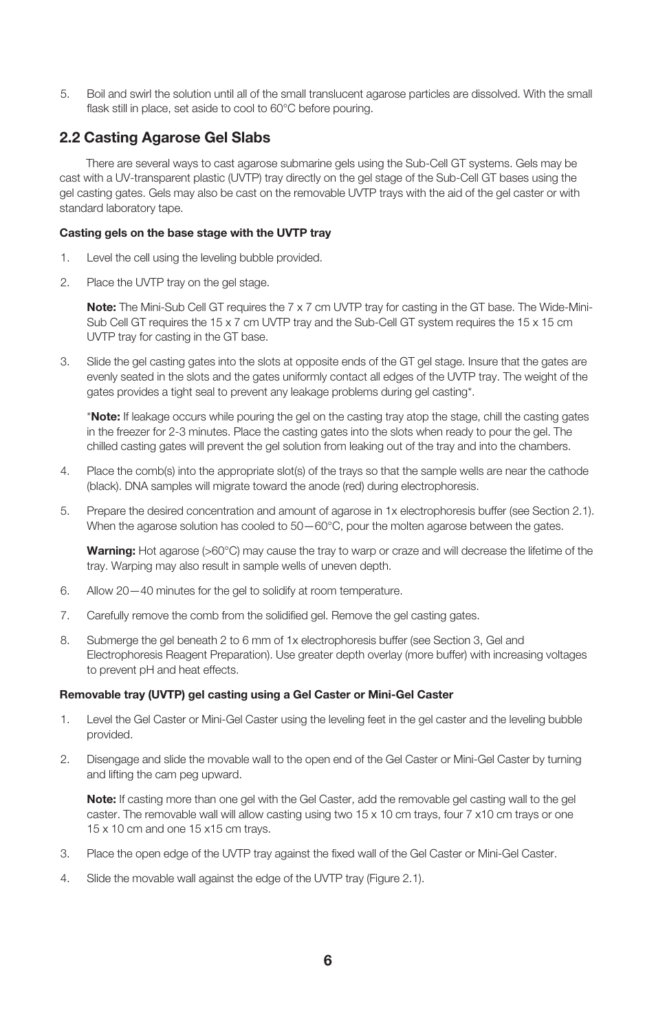 2 casting agarose gel slabs | Bio-Rad ReadySub-Cell GT Cells User Manual | Page 10 / 26