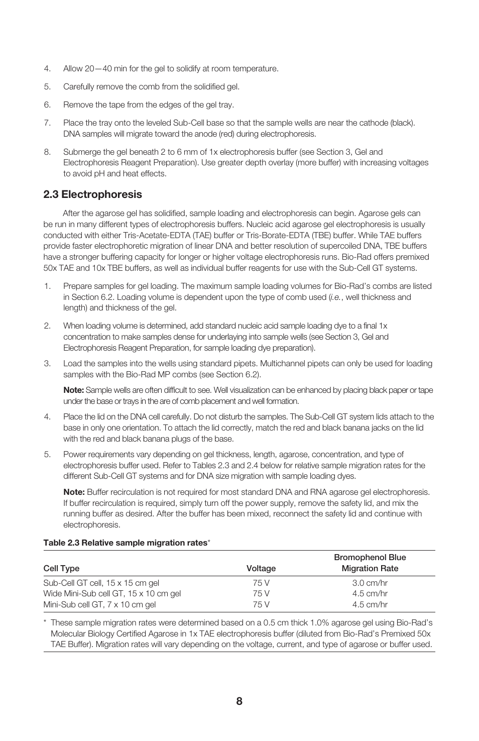 3 electrophoresis | Bio-Rad ReadySub-Cell GT Cells User Manual | Page 12 / 26