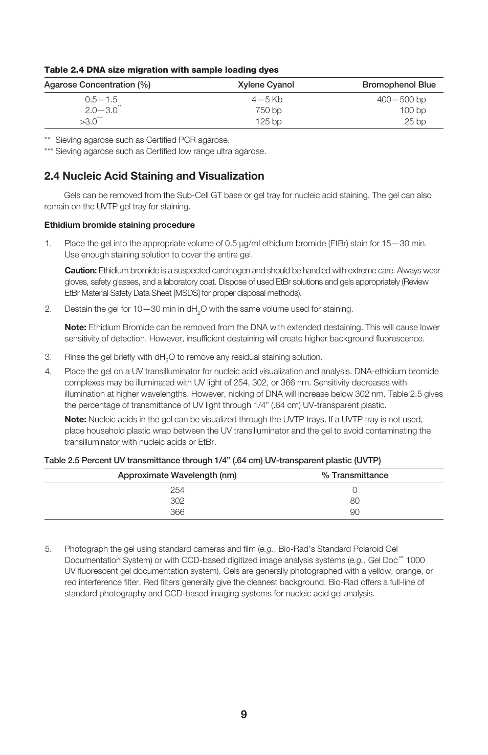 4 nucleic acid staining and visualization | Bio-Rad ReadySub-Cell GT Cells User Manual | Page 13 / 26