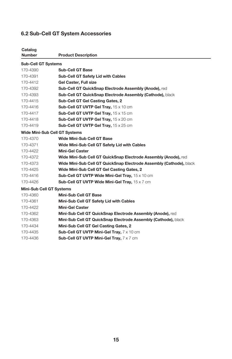 2 sub-cell gt system accessories | Bio-Rad ReadySub-Cell GT Cells User Manual | Page 19 / 26