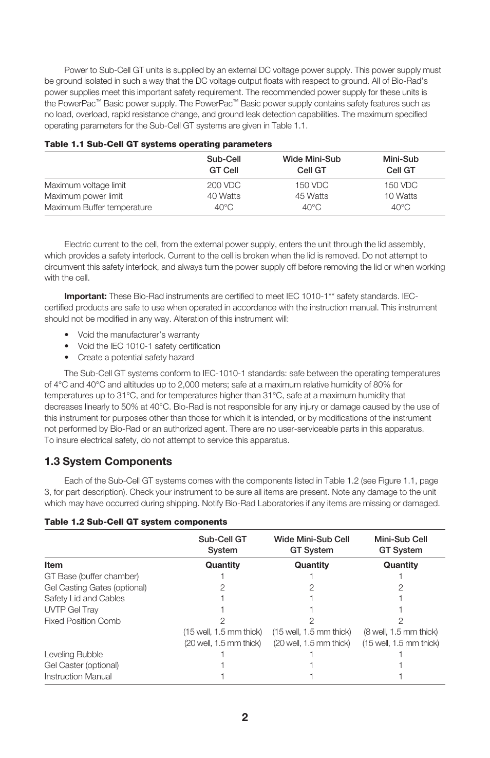 3 system components | Bio-Rad ReadySub-Cell GT Cells User Manual | Page 6 / 26