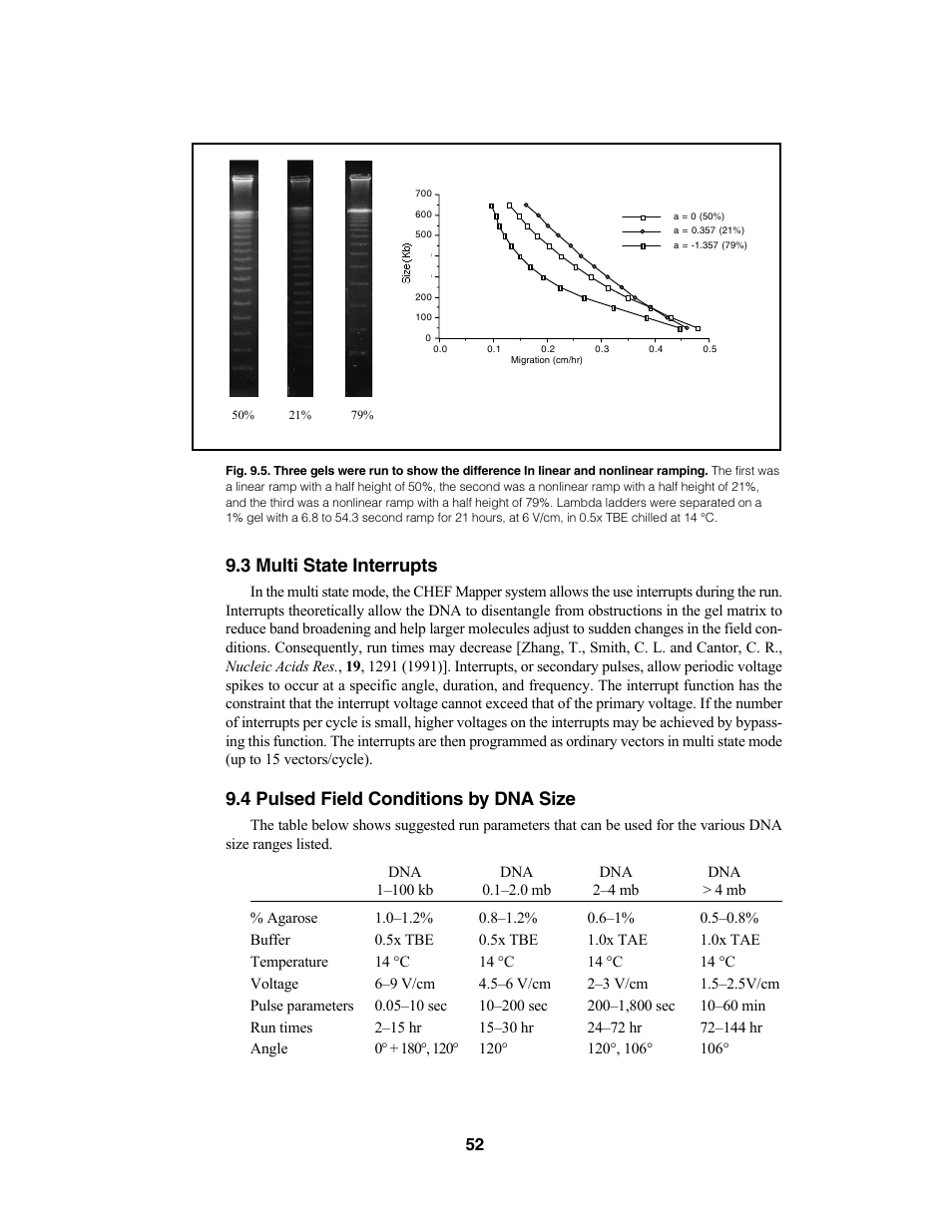 3 multi state interrupts, 4 pulsed field conditions by dna size | Bio-Rad CHEF Mapper® XA System User Manual | Page 56 / 74