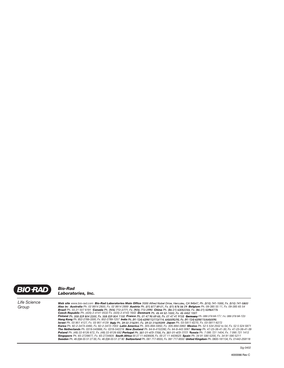 Life science group, Bio-rad laboratories, inc | Bio-Rad CHEF-DR II System User Manual | Page 11 / 11