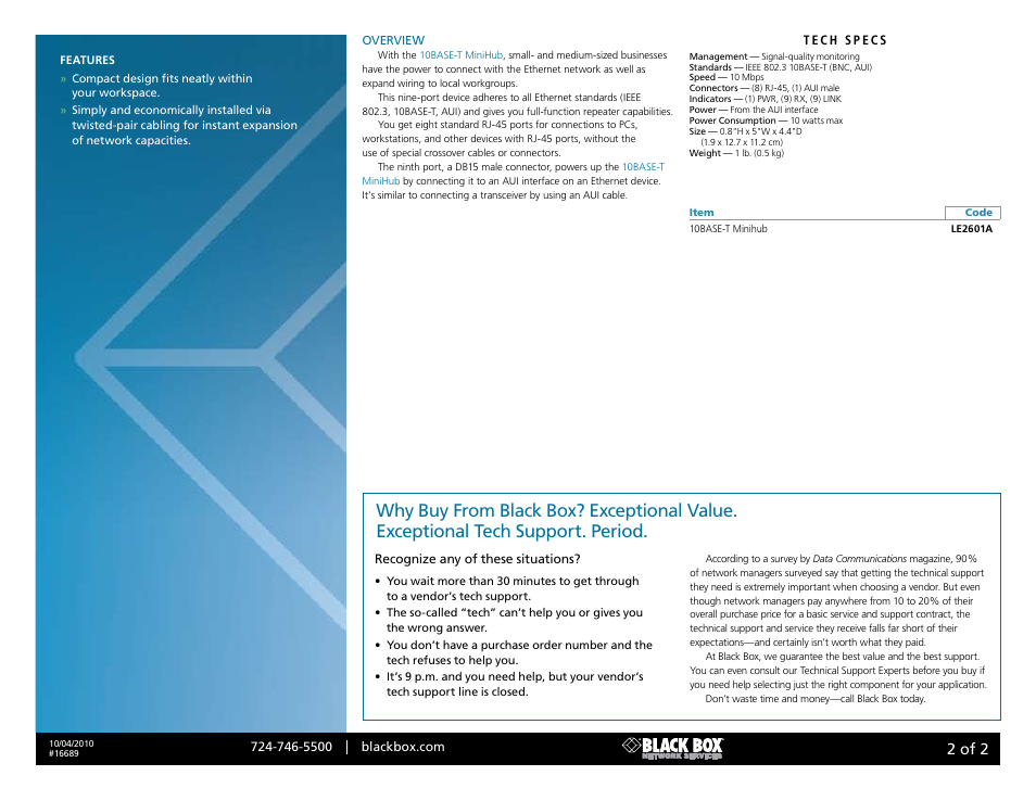 Black box, 2 of 2 | Black Box LE2601A User Manual | Page 2 / 2