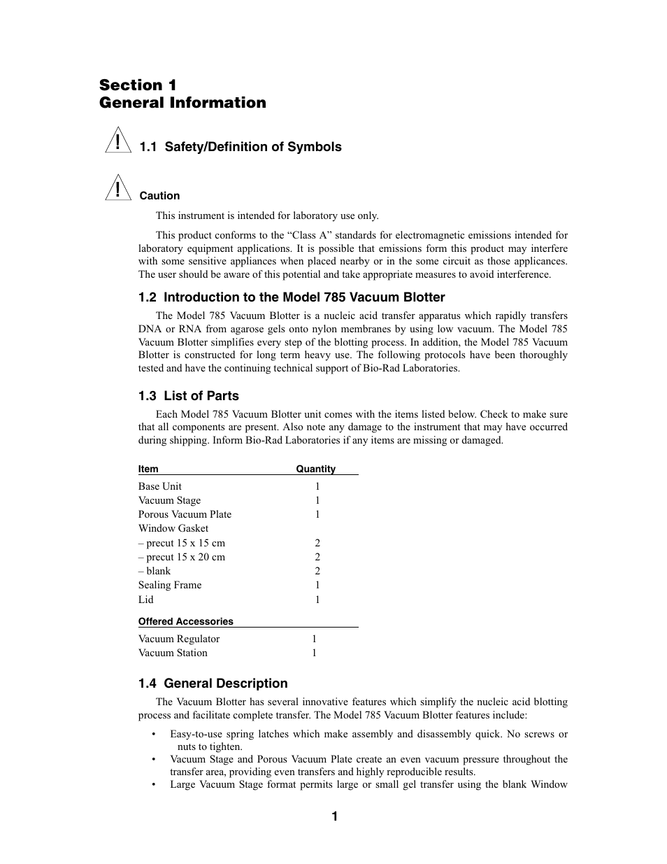 Bio-Rad Model 785 Vacuum Blotter User Manual | Page 5 / 22