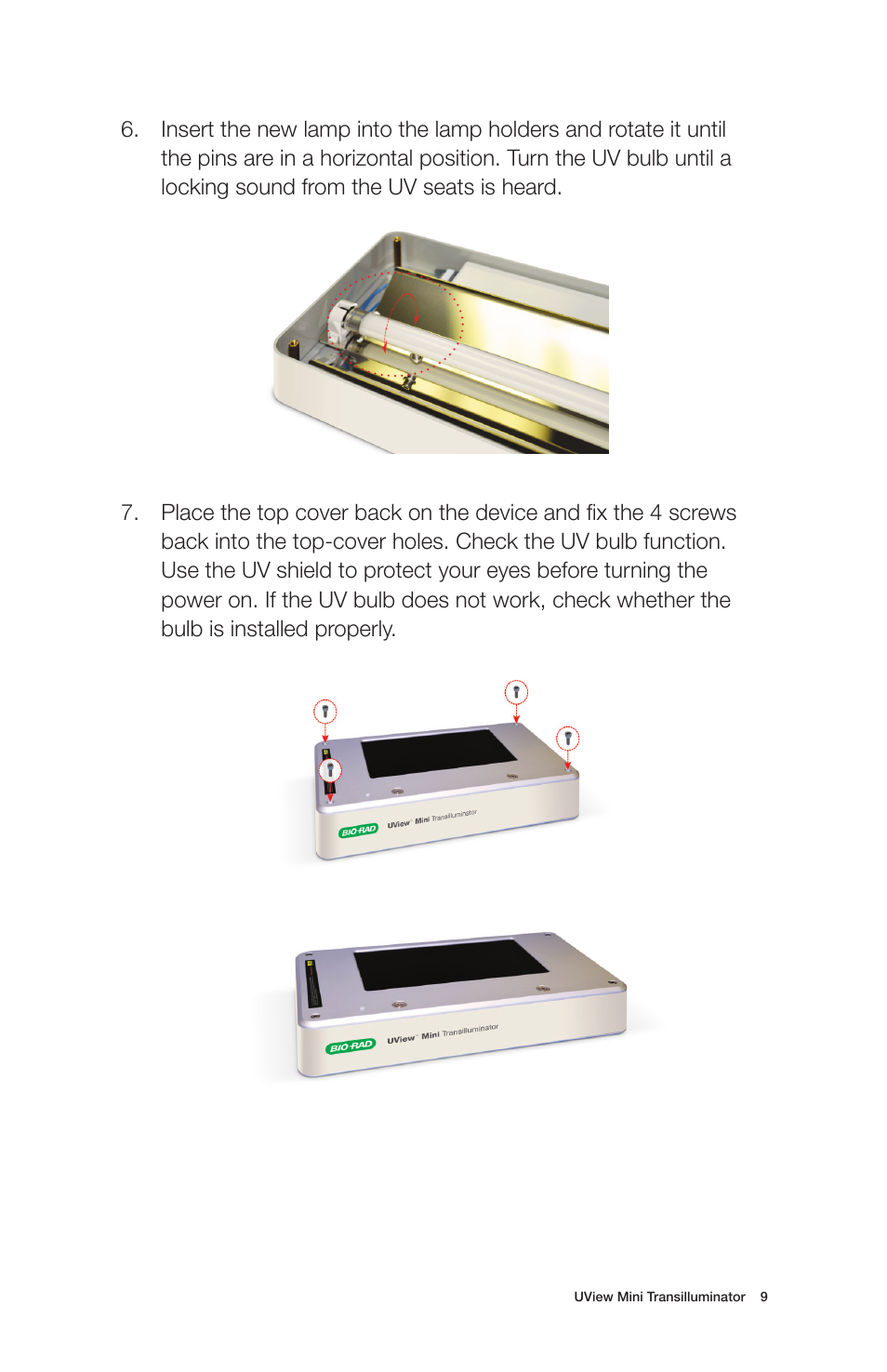 Bio-Rad UView™ 6x Loading Dye plus Mini Transilluminator User Manual | Page 10 / 12
