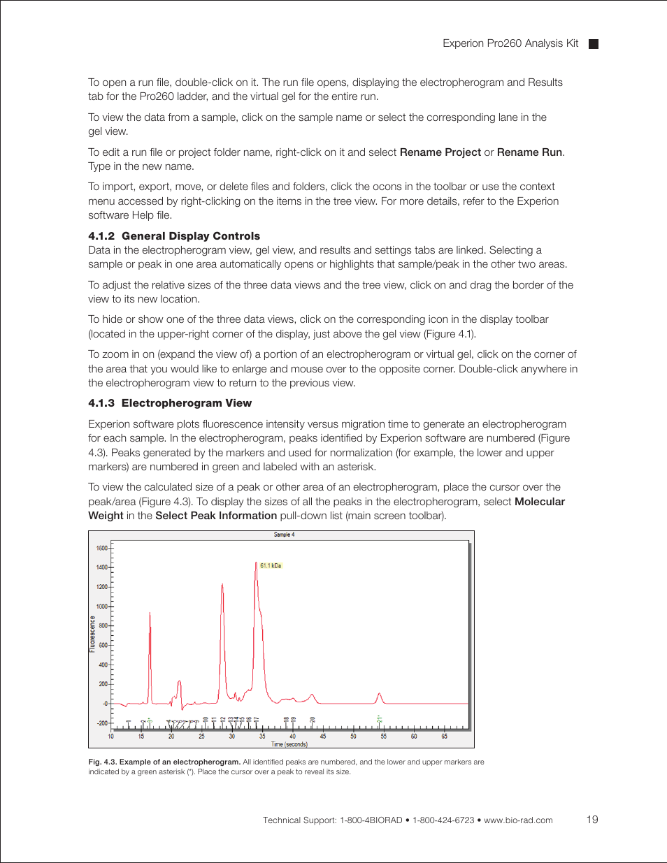 2 general display controls, 3 electropherogram view | Bio-Rad Experion Protein Analysis Kits User Manual | Page 23 / 68