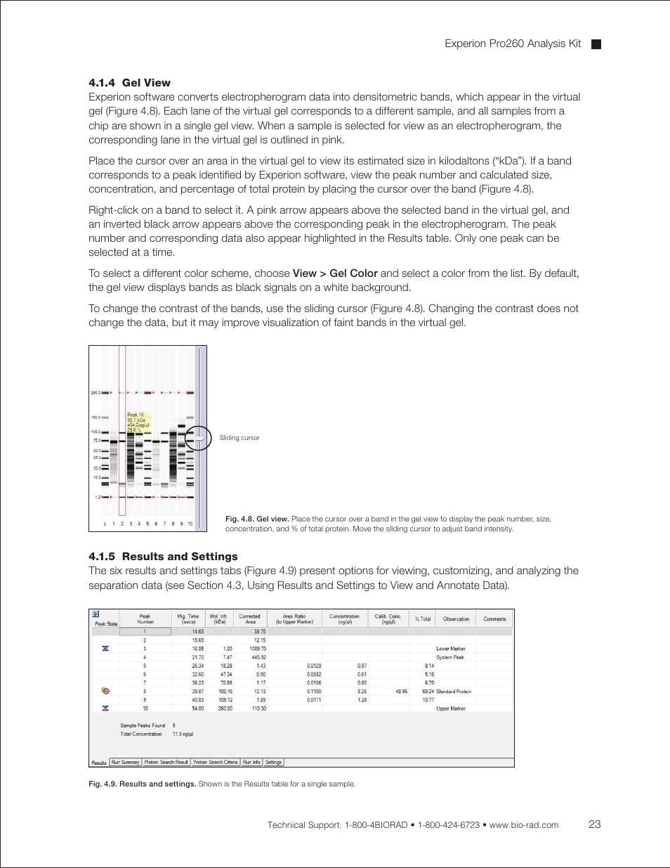 5 results and settings | Bio-Rad Experion Protein Analysis Kits User Manual | Page 27 / 68