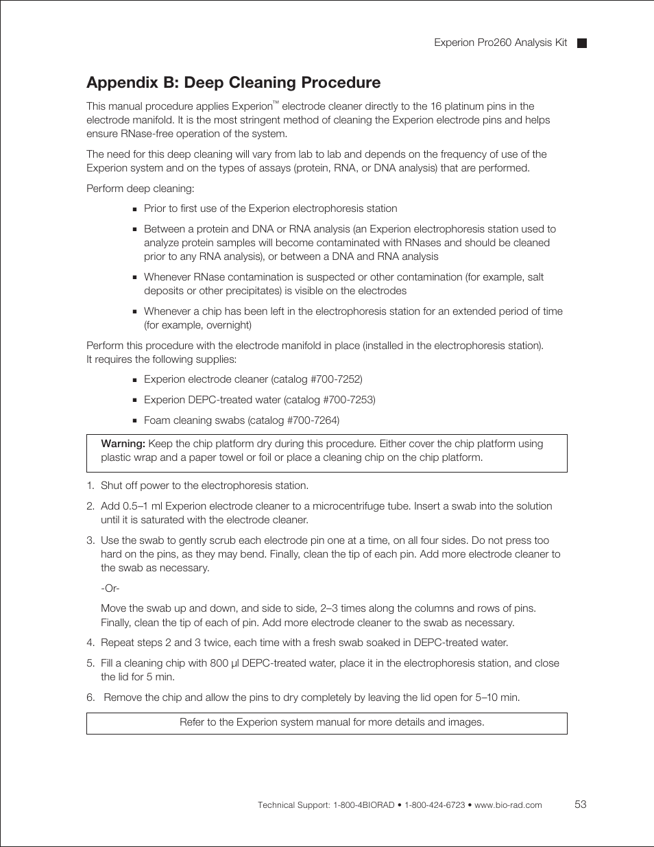 Appendix b: deep cleaning procedure | Bio-Rad Experion Protein Analysis Kits User Manual | Page 57 / 68