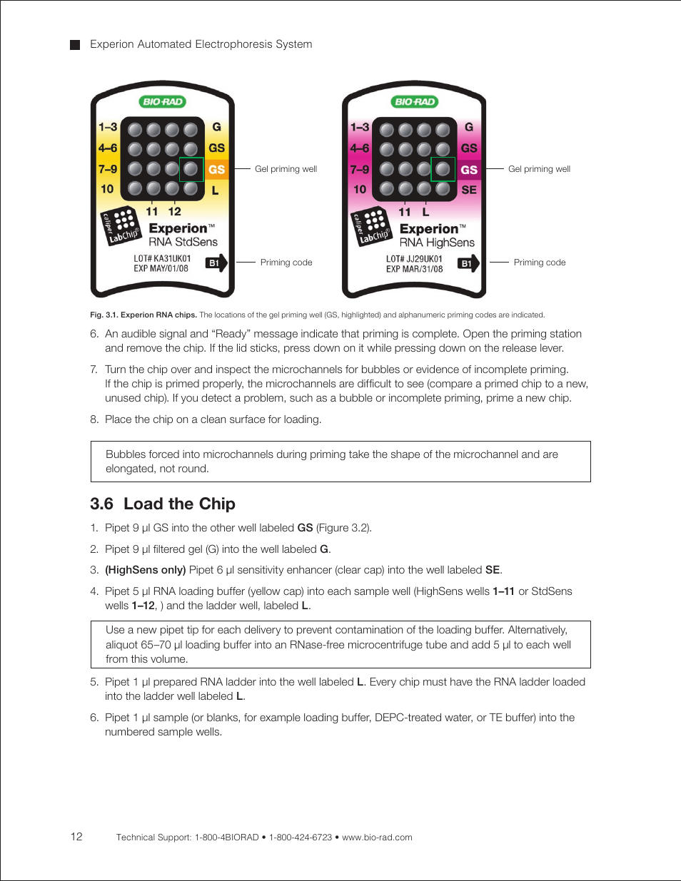 6 load the chip | Bio-Rad Experion RNA Analysis Kits User Manual | Page 16 / 64