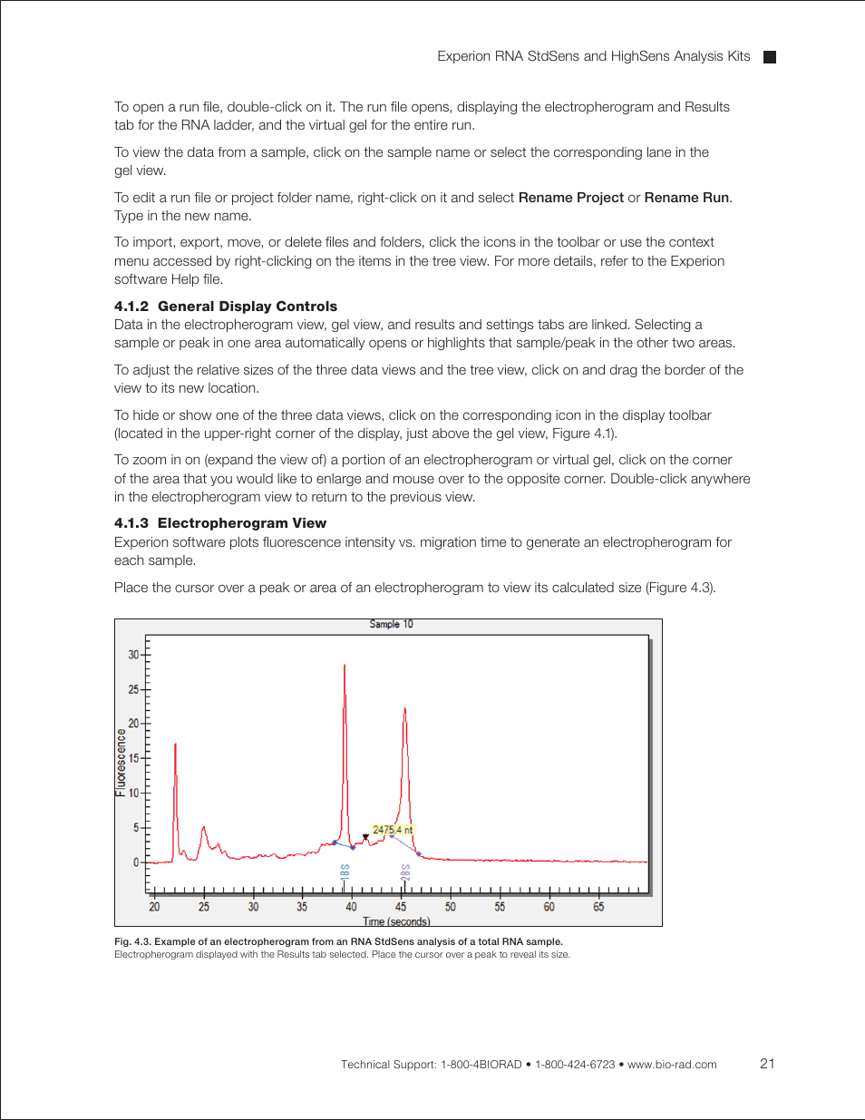 2 general display controls, 3 electropherogram view | Bio-Rad Experion RNA Analysis Kits User Manual | Page 25 / 64
