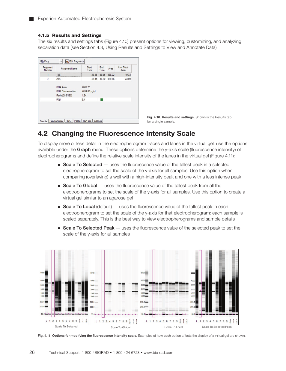 5 results and settings, 2 changing the fluorescence intensity scale | Bio-Rad Experion RNA Analysis Kits User Manual | Page 30 / 64