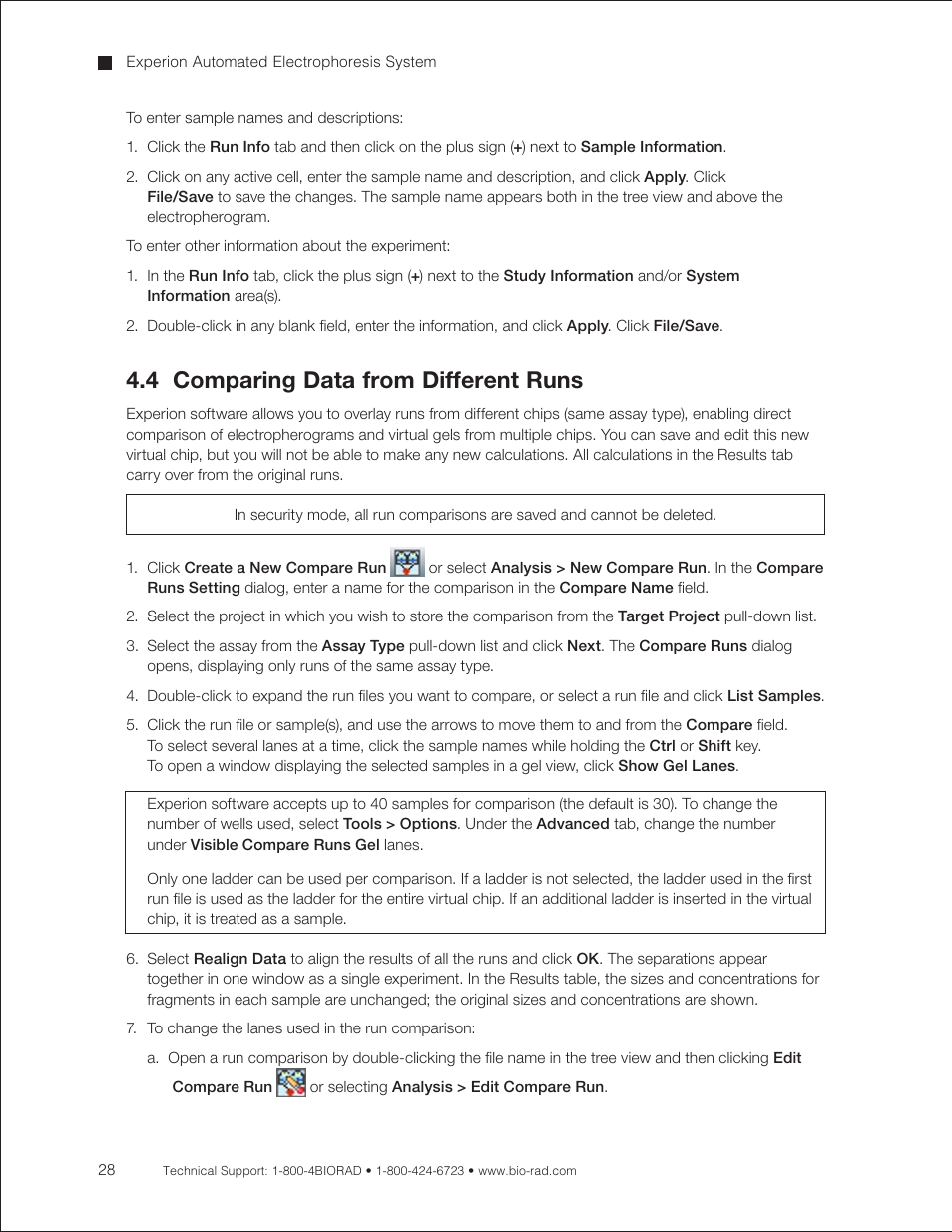4 comparing data from different runs | Bio-Rad Experion RNA Analysis Kits User Manual | Page 32 / 64