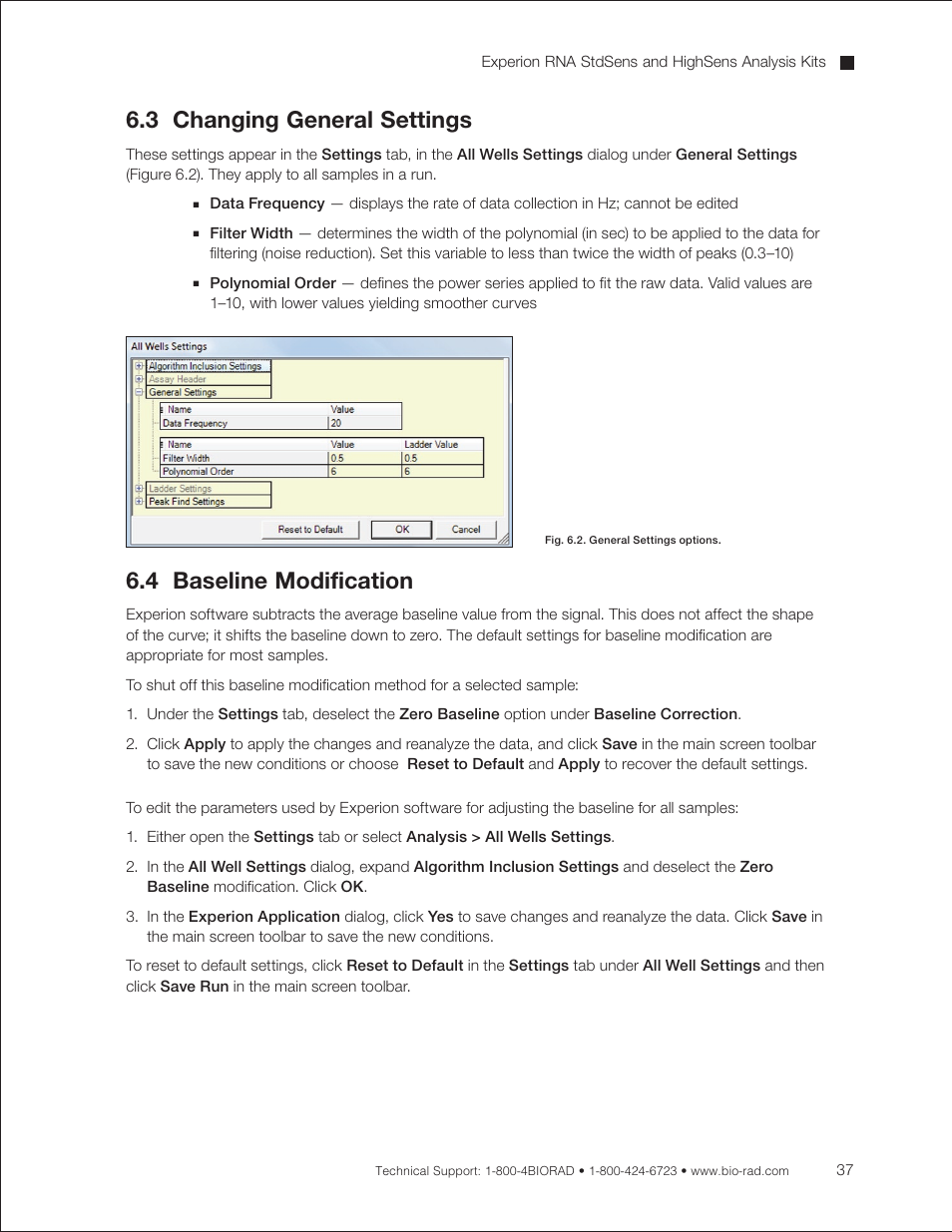 3 changing general settings, 4 baseline modification | Bio-Rad Experion RNA Analysis Kits User Manual | Page 41 / 64