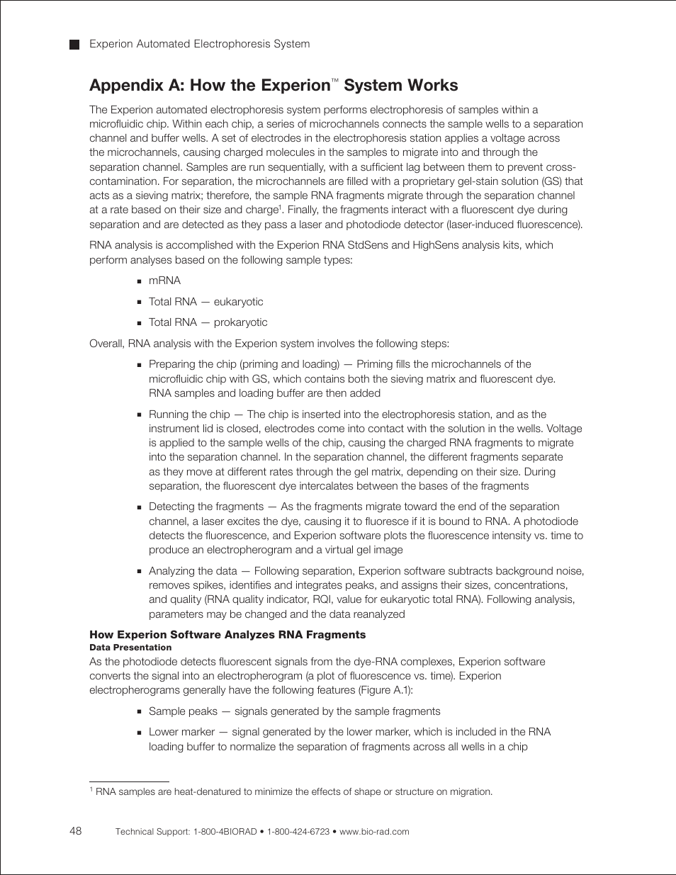Appendix a: how the experion system works, Appendix a: how the experion, System works | Bio-Rad Experion RNA Analysis Kits User Manual | Page 52 / 64