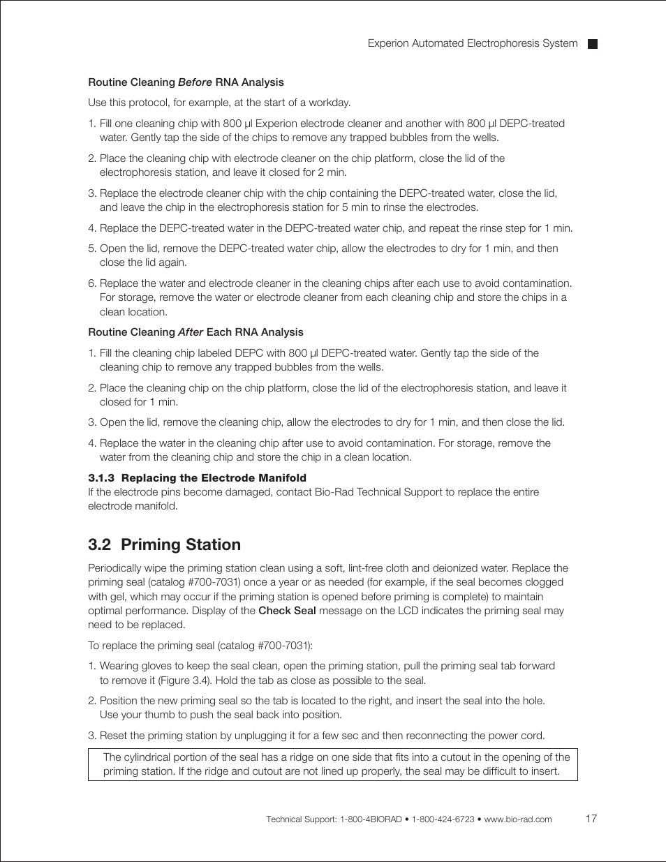 3 replacing the electrode manifold, 2 priming station | Bio-Rad Experion DNA Analysis Kits User Manual | Page 21 / 44