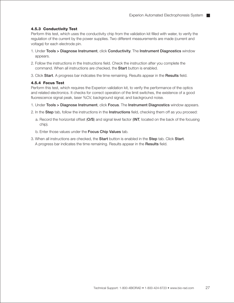 3 conductivity test, 4 focus test | Bio-Rad Experion DNA Analysis Kits User Manual | Page 31 / 44