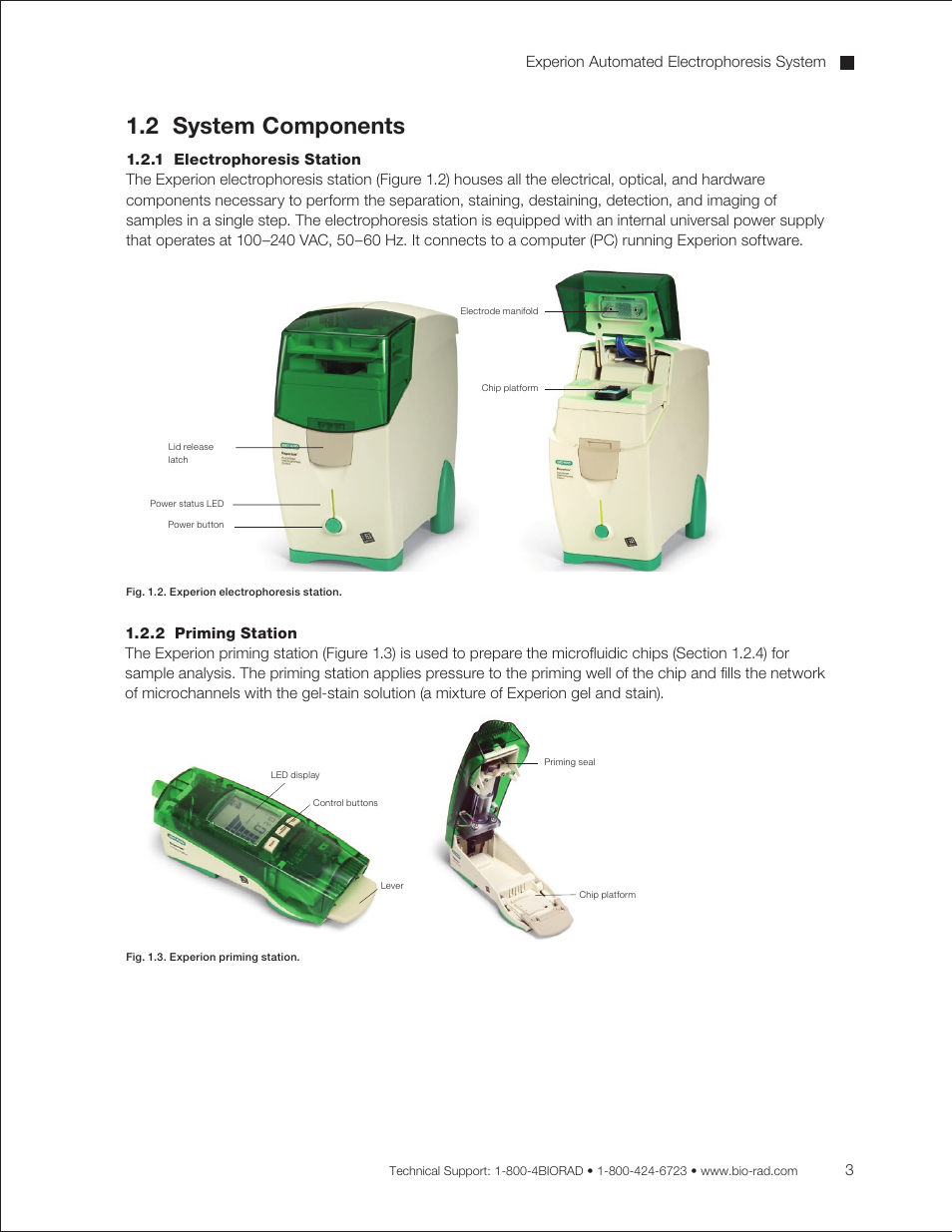 2 system components, 1 electrophoresis station, 2 priming station | Bio-Rad Experion DNA Analysis Kits User Manual | Page 7 / 44