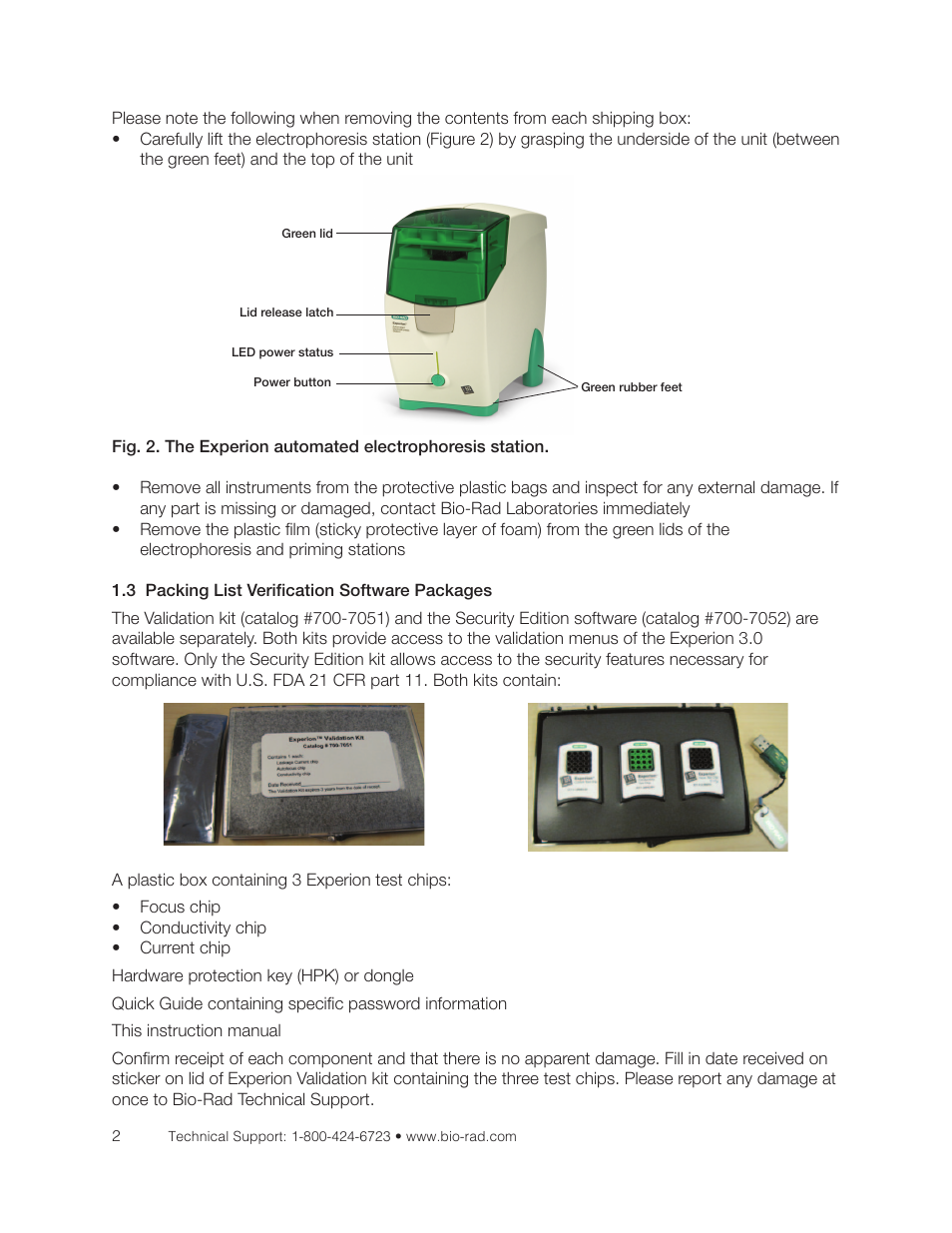 3 packing list verification software packages | Bio-Rad Experion DNA Analysis Kits User Manual | Page 10 / 36