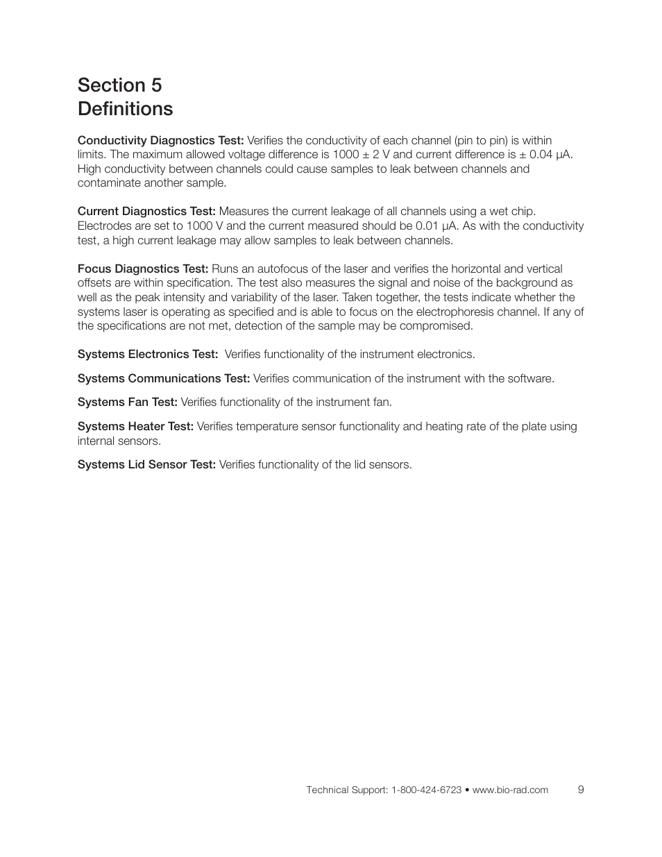 Section 5 definitions | Bio-Rad Experion DNA Analysis Kits User Manual | Page 17 / 36