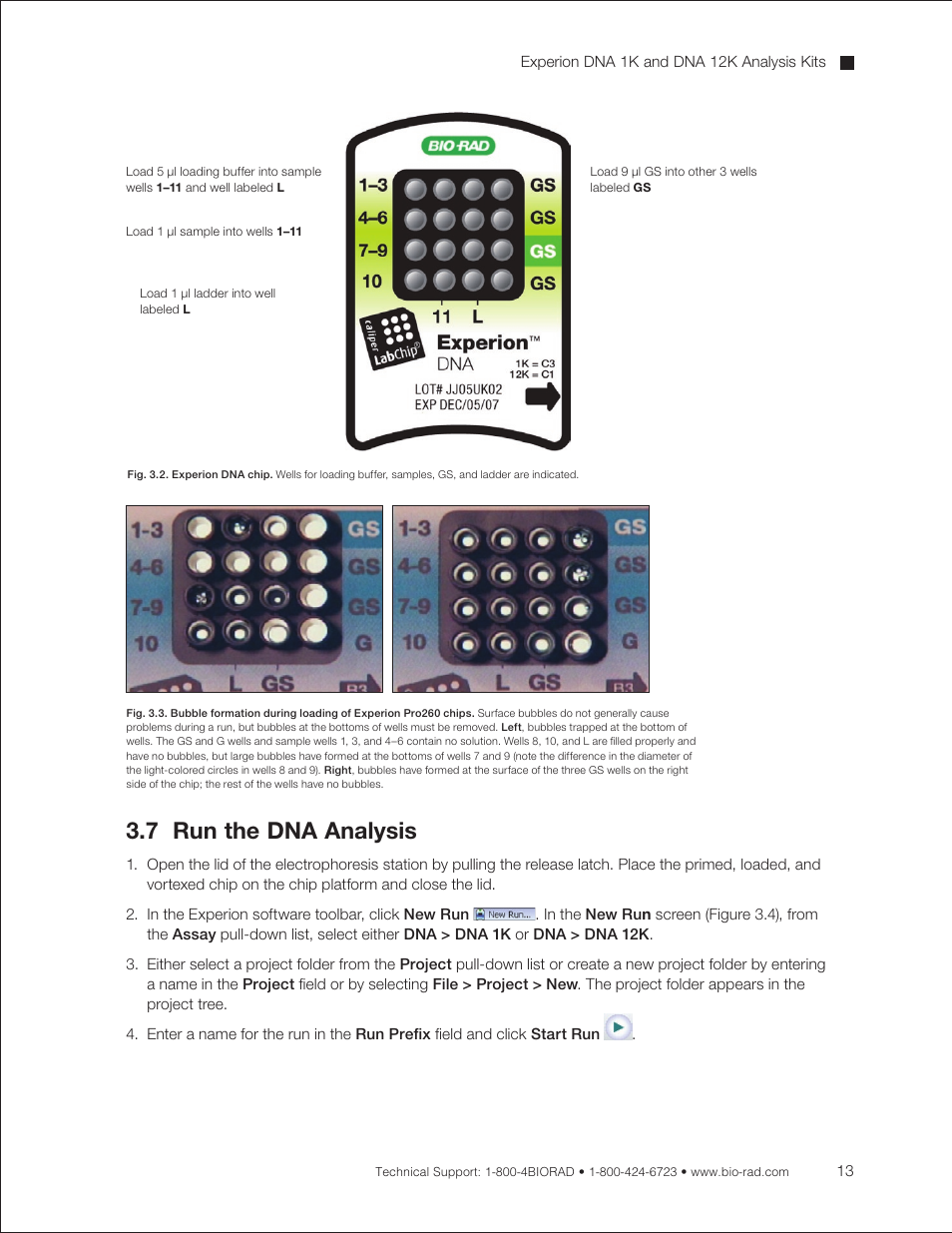 7 run the dna analysis | Bio-Rad Experion DNA Analysis Kits User Manual | Page 17 / 60