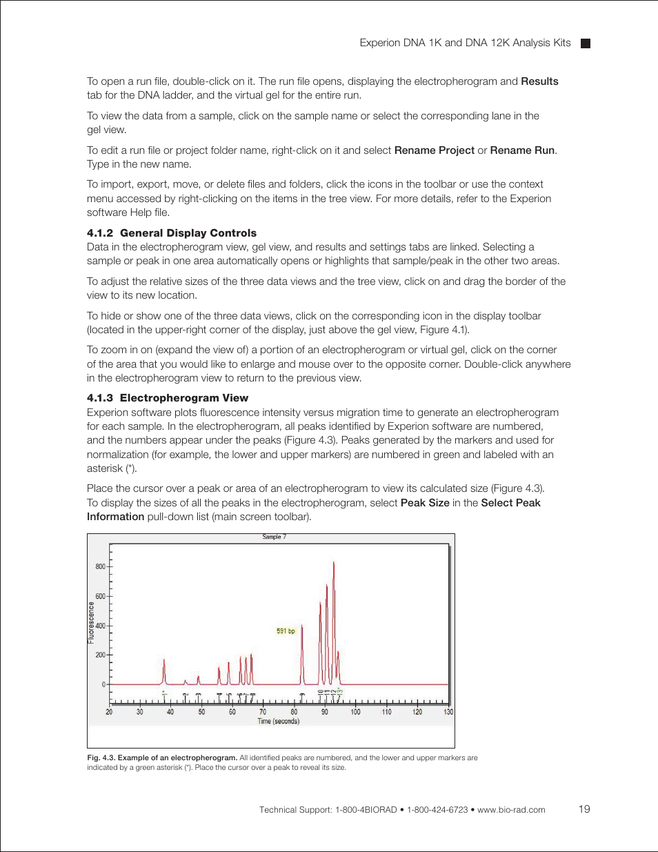 2 general display controls, 3 electropherogram view | Bio-Rad Experion DNA Analysis Kits User Manual | Page 23 / 60