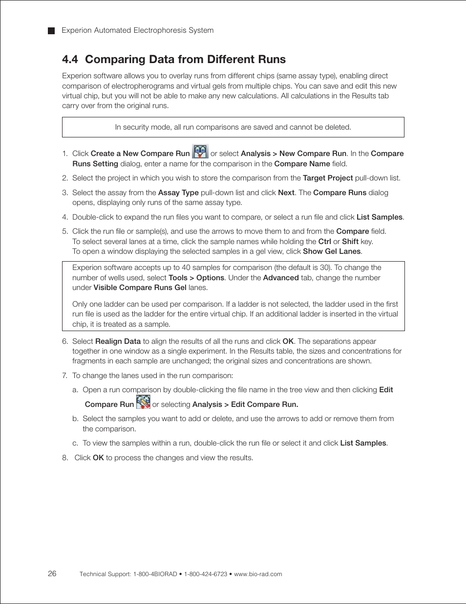 4 comparing data from different runs | Bio-Rad Experion DNA Analysis Kits User Manual | Page 30 / 60