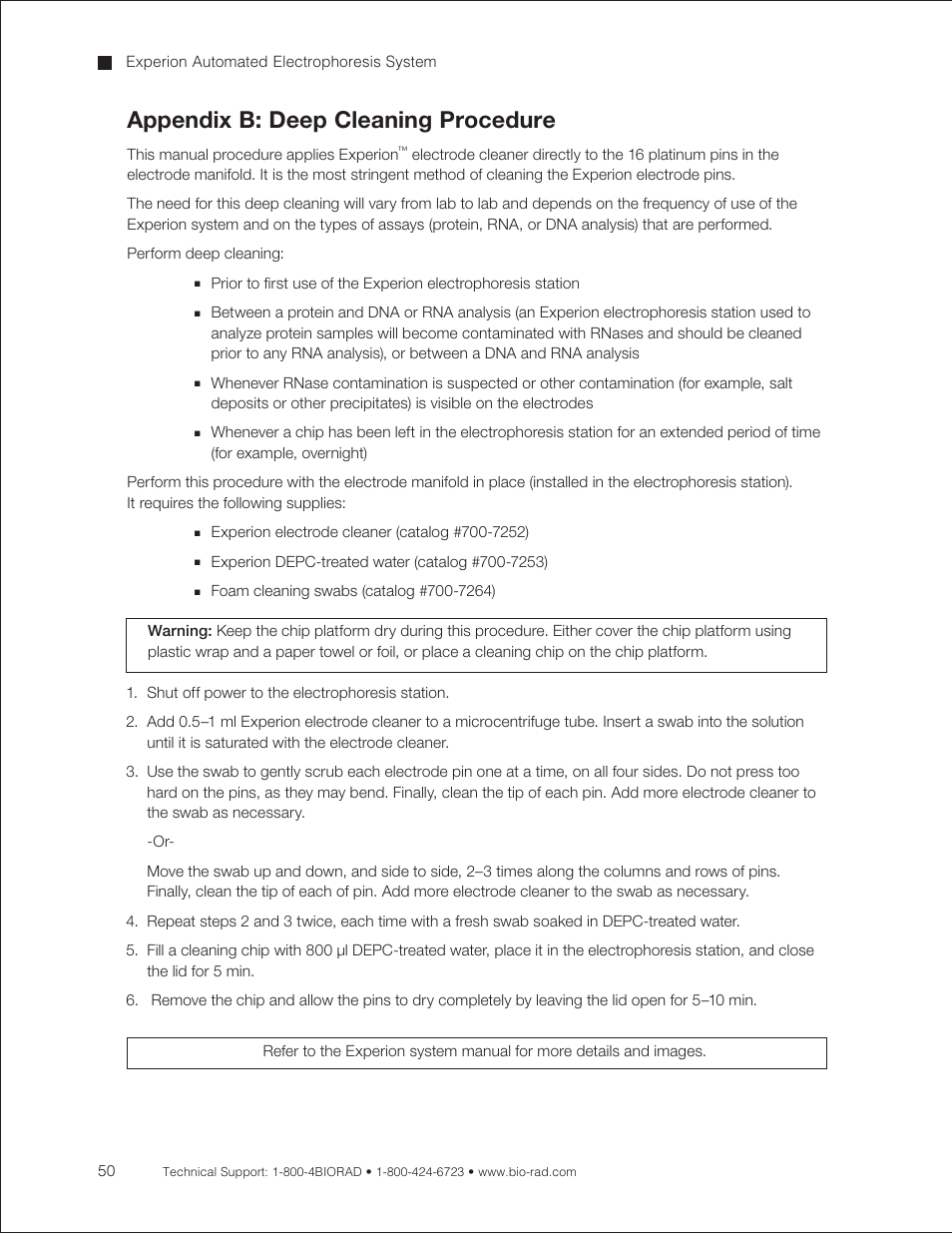 Appendix b: deep cleaning procedure | Bio-Rad Experion DNA Analysis Kits User Manual | Page 54 / 60