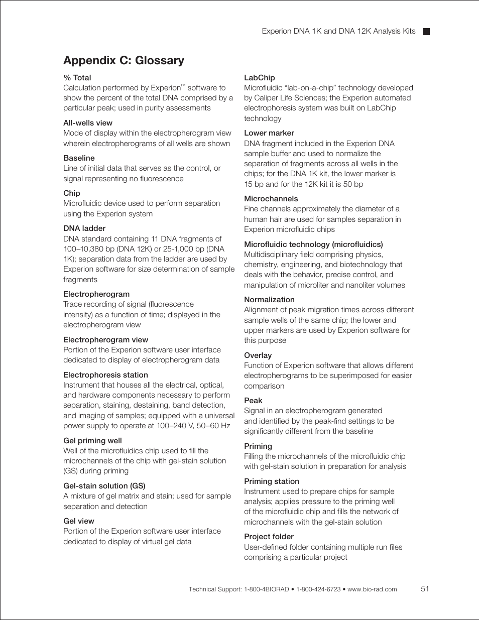 Appendix c: glossary | Bio-Rad Experion DNA Analysis Kits User Manual | Page 55 / 60