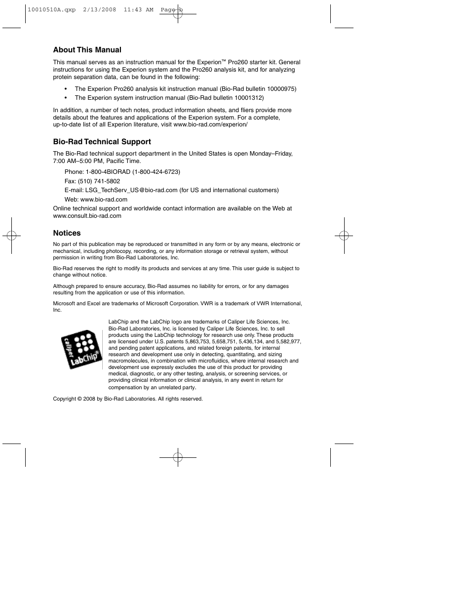 Bio-Rad Experion Protein Analysis Kits User Manual | Page 2 / 40