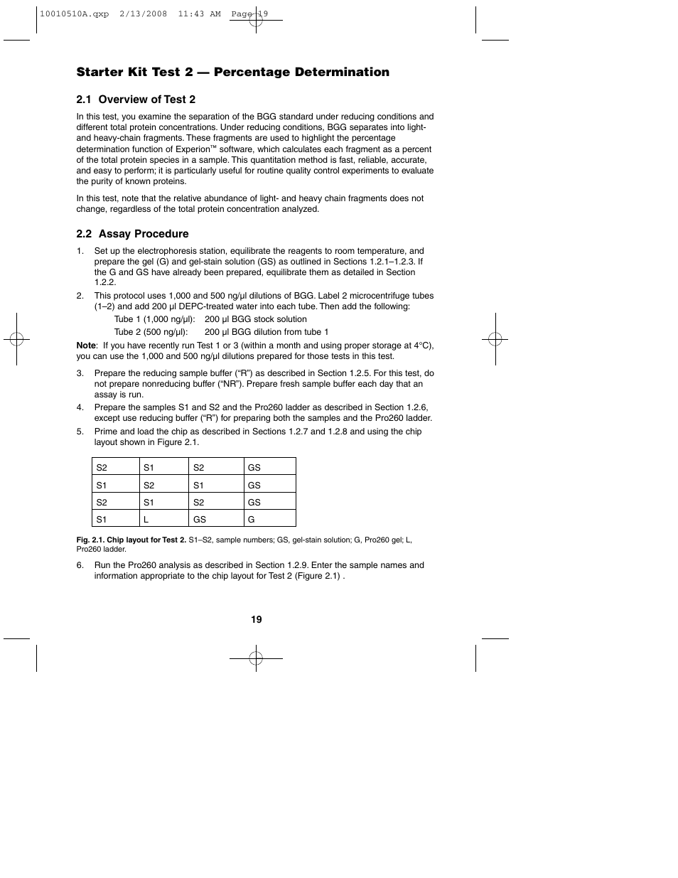 Starter kit test 2 — percentage determination | Bio-Rad Experion Protein Analysis Kits User Manual | Page 23 / 40