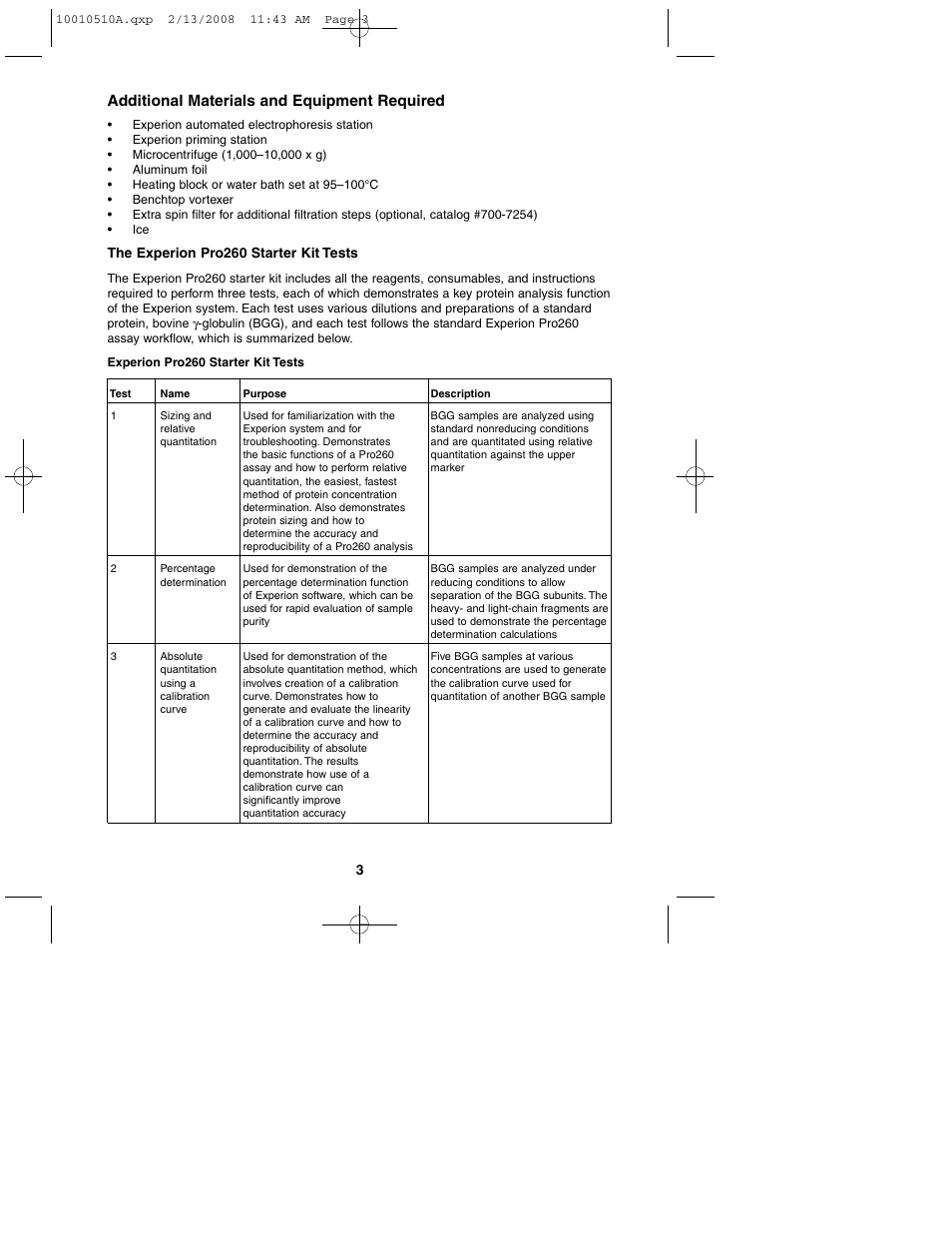 Additional materials and equipment required | Bio-Rad Experion Protein Analysis Kits User Manual | Page 7 / 40