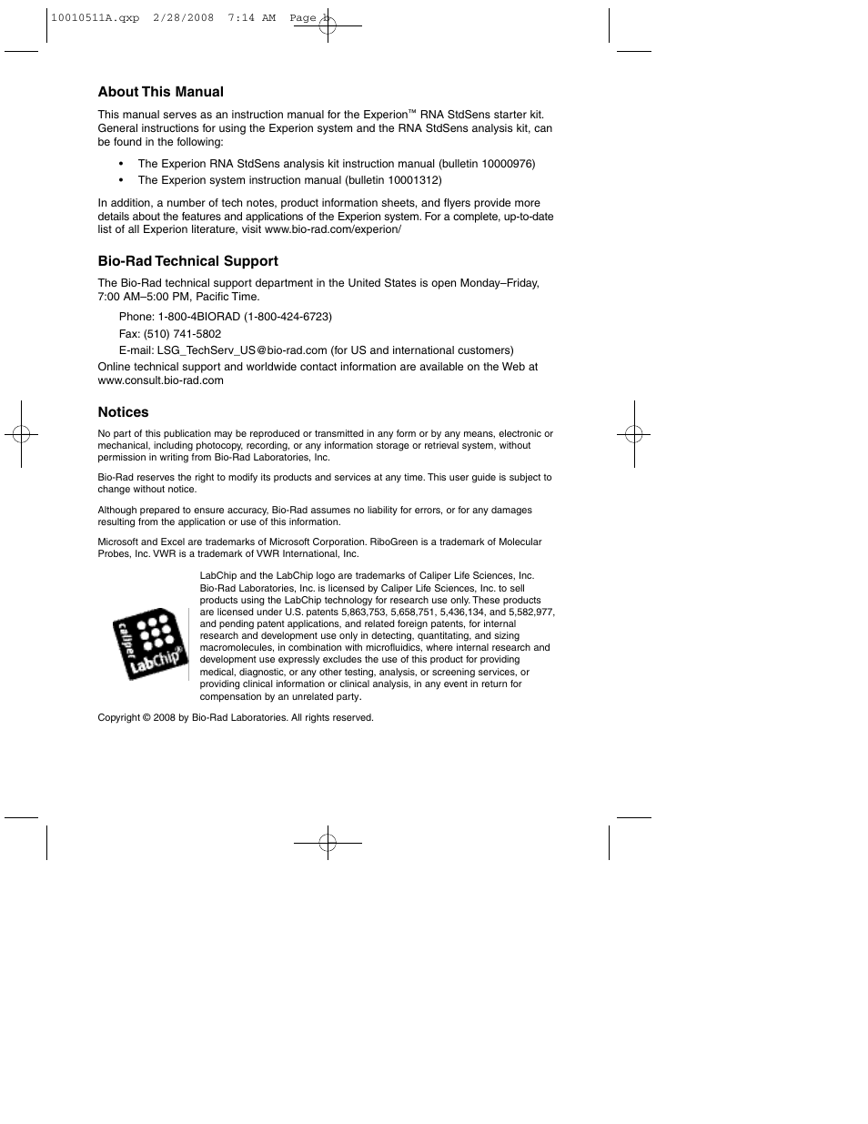 Bio-Rad Experion Protein Analysis Kits User Manual | Page 2 / 38