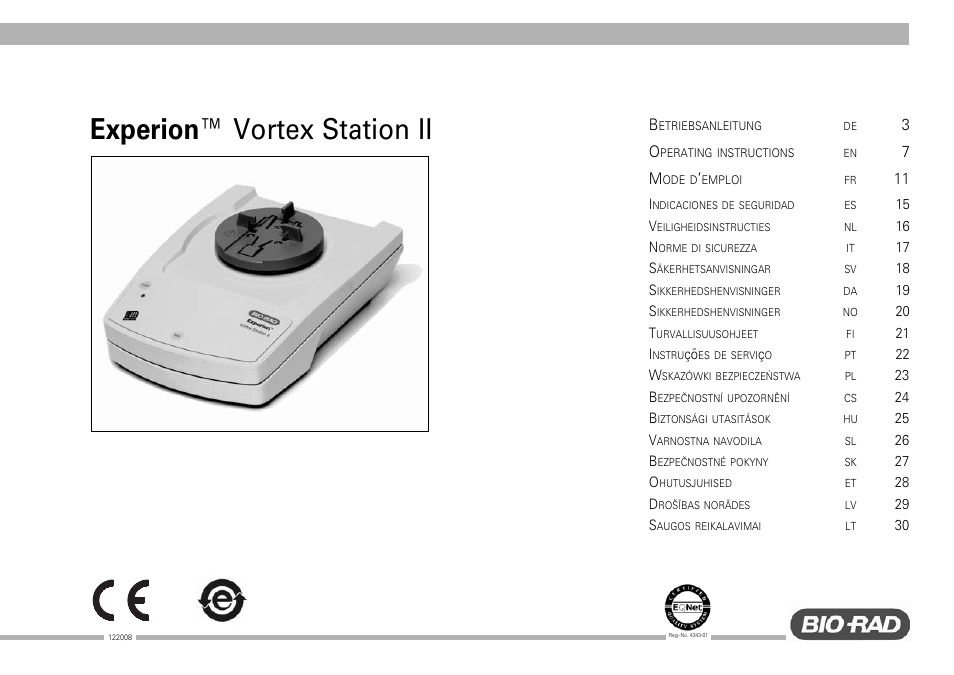 Bio-Rad Experion™ Vortex Station II User Manual | 32 pages