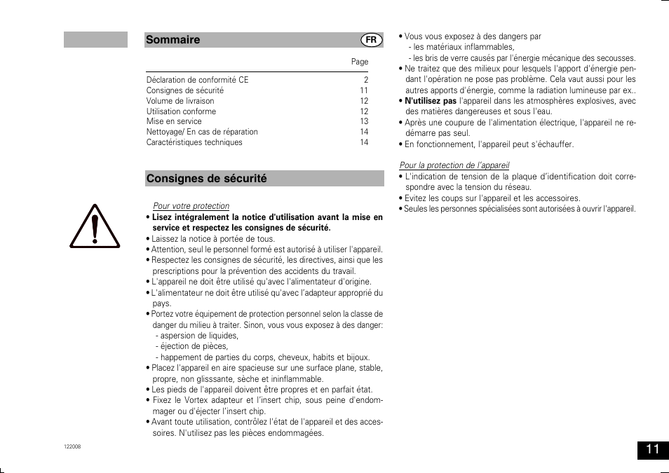 Sommaire consignes de sécurité | Bio-Rad Experion™ Vortex Station II User Manual | Page 11 / 32