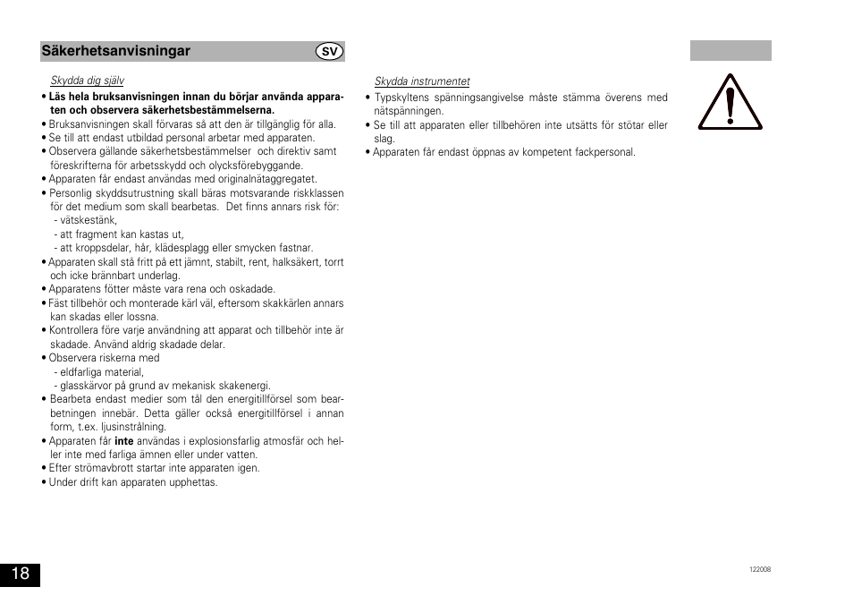 Säkerhetsanvisningar | Bio-Rad Experion™ Vortex Station II User Manual | Page 18 / 32