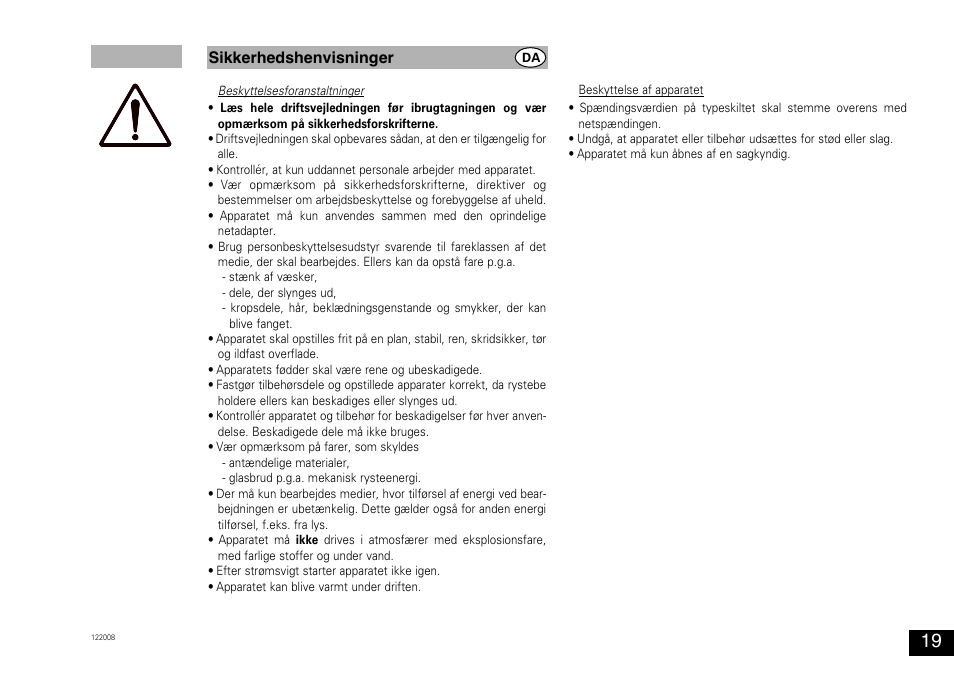 Sikkerhedshenvisninger | Bio-Rad Experion™ Vortex Station II User Manual | Page 19 / 32