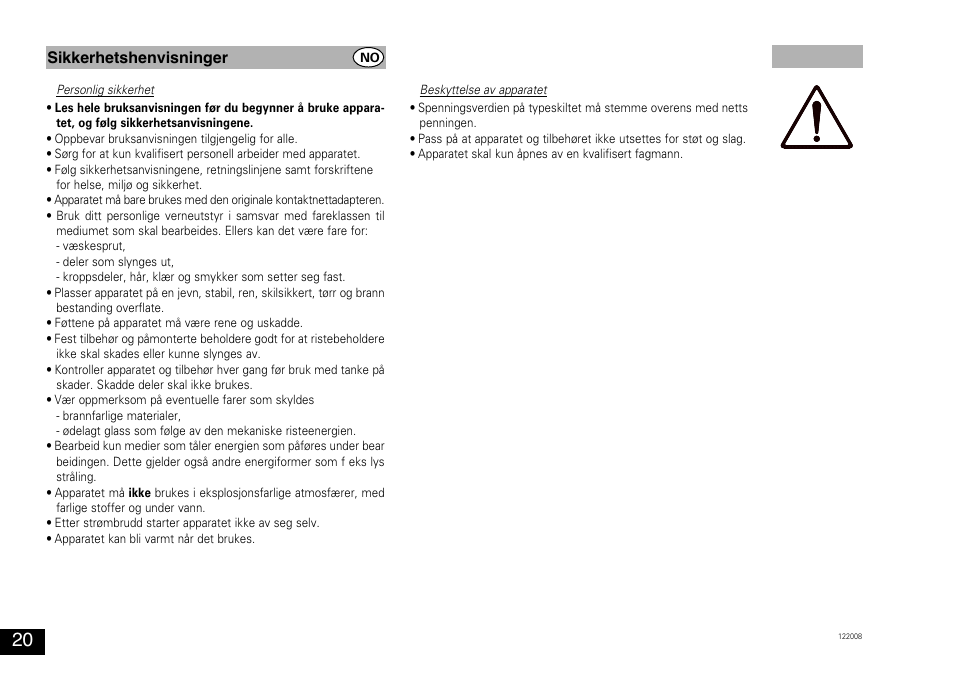 Sikkerhetshenvisninger | Bio-Rad Experion™ Vortex Station II User Manual | Page 20 / 32