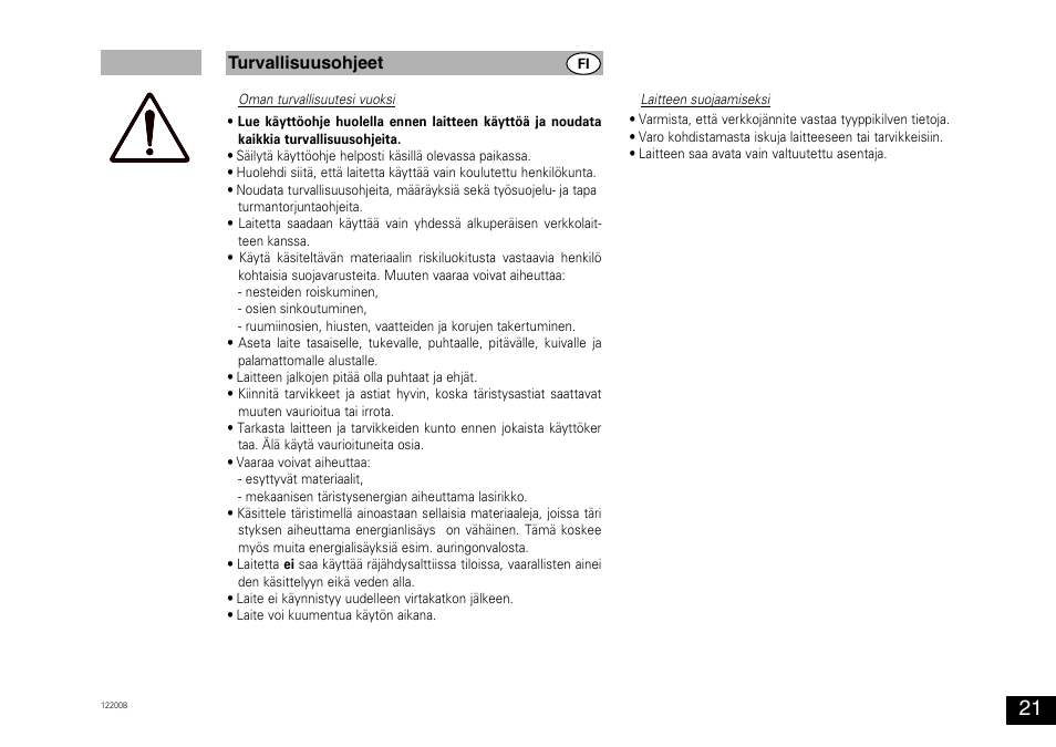 Turvallisuusohjeet | Bio-Rad Experion™ Vortex Station II User Manual | Page 21 / 32