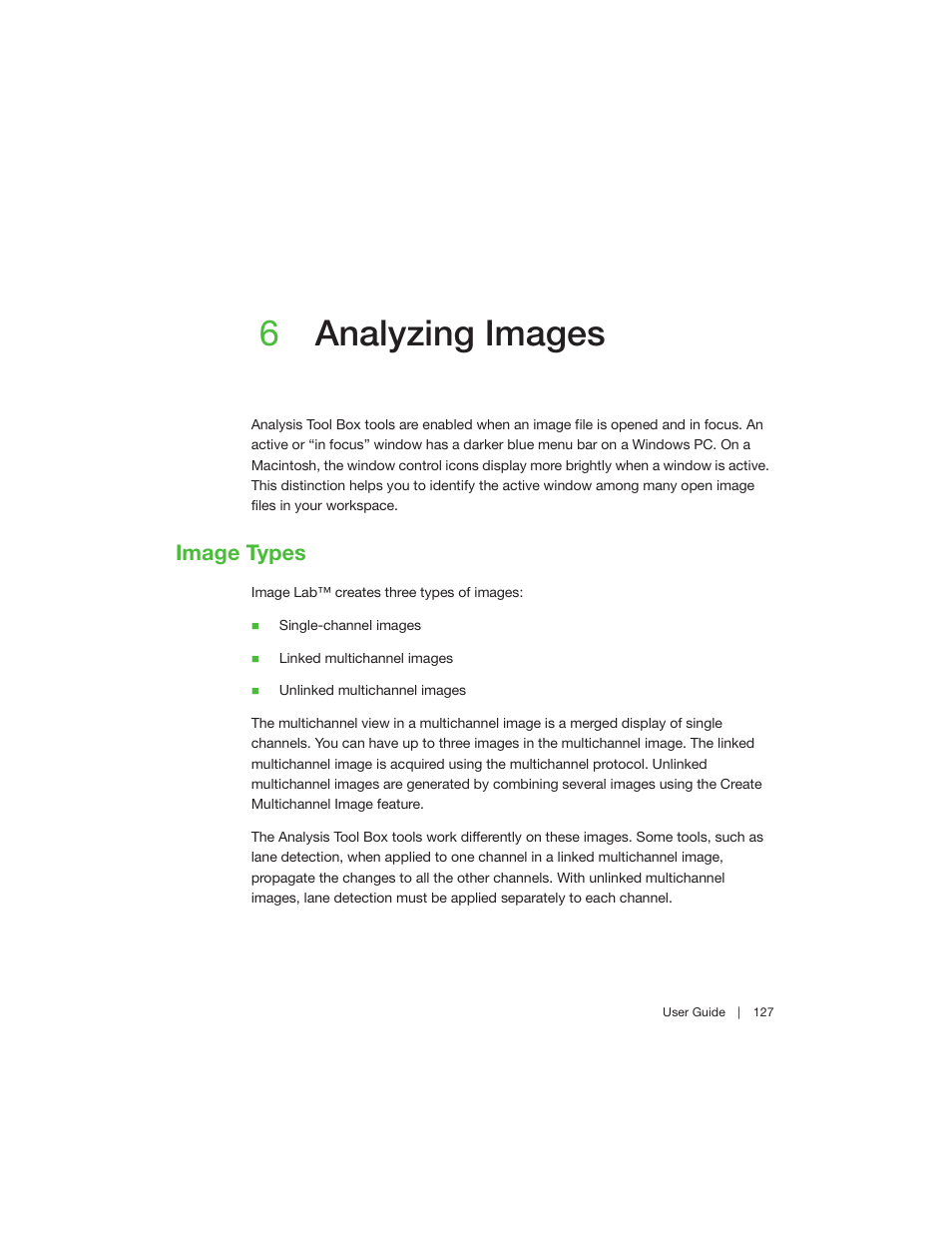 6 analyzing images, Image types, Chapter 6 analyzing images | 6analyzing images | Bio-Rad Image Lab™ Software User Manual | Page 127 / 260