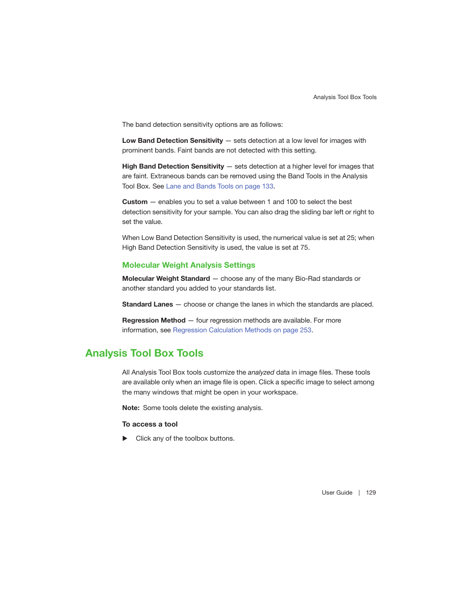 Analysis tool box tools | Bio-Rad Image Lab™ Software User Manual | Page 129 / 260