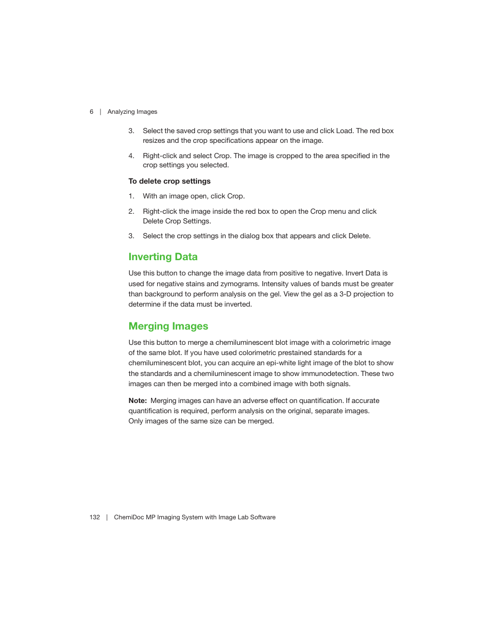 Inverting data, Merging images, Inverting data merging images | Bio-Rad Image Lab™ Software User Manual | Page 132 / 260