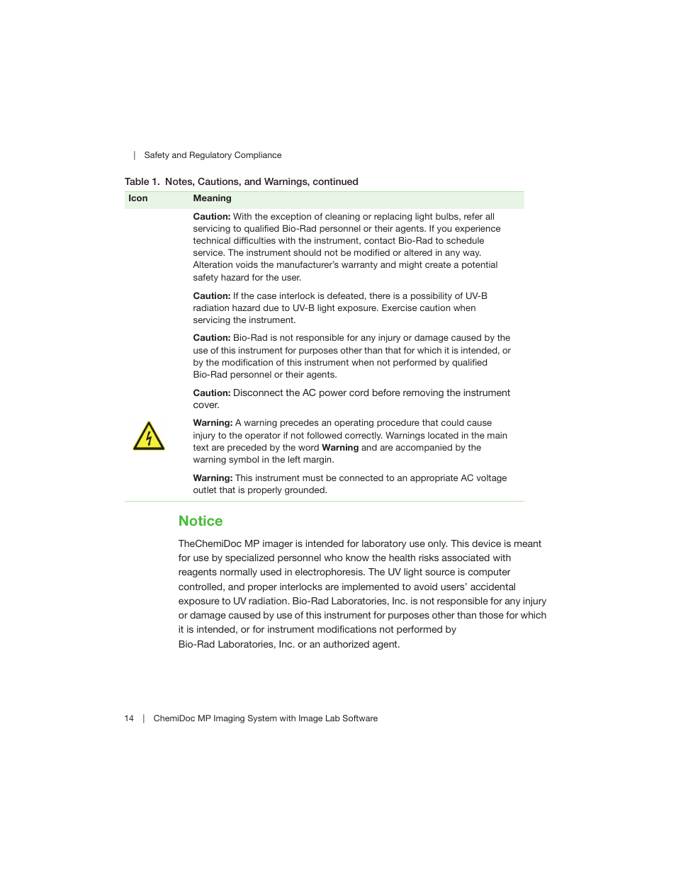Notice | Bio-Rad Image Lab™ Software User Manual | Page 14 / 260